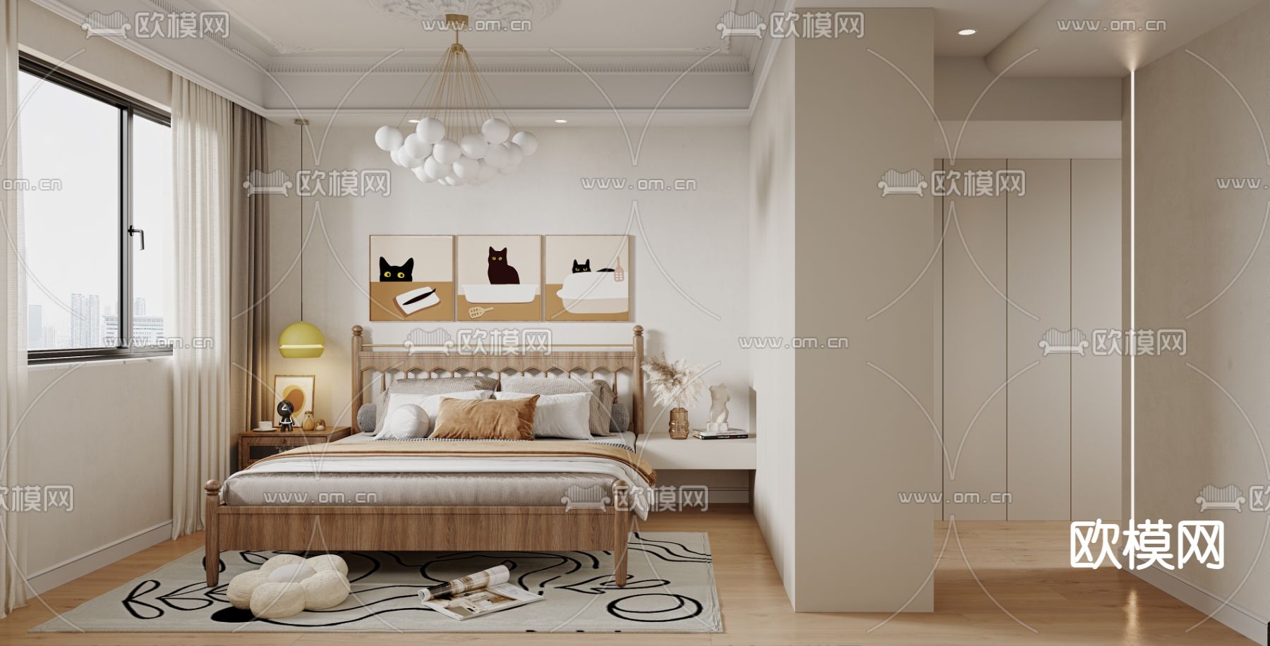 法式卧室 主人房3d模型下载