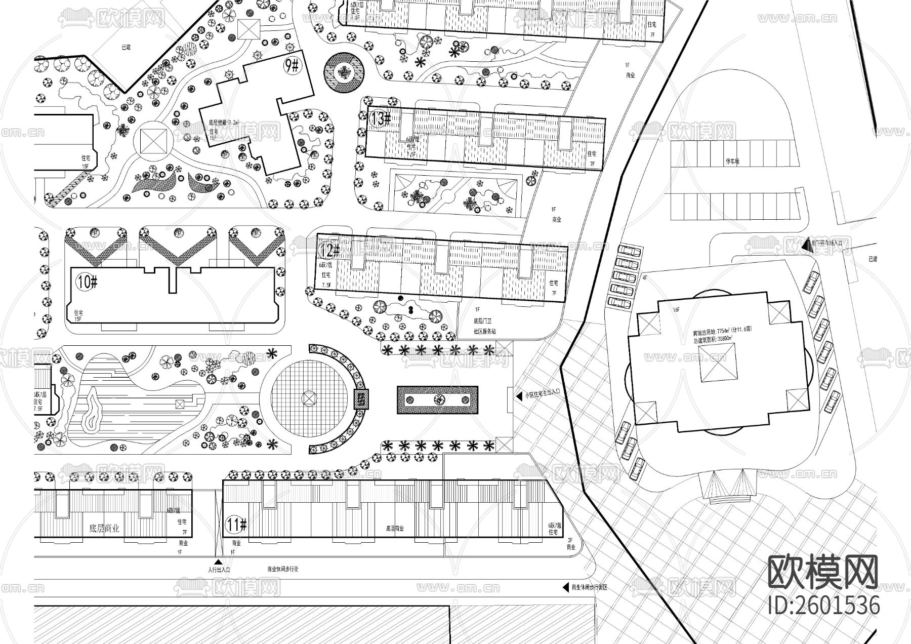 小区花园植物配置图CAD施工图下载（渲染图2）