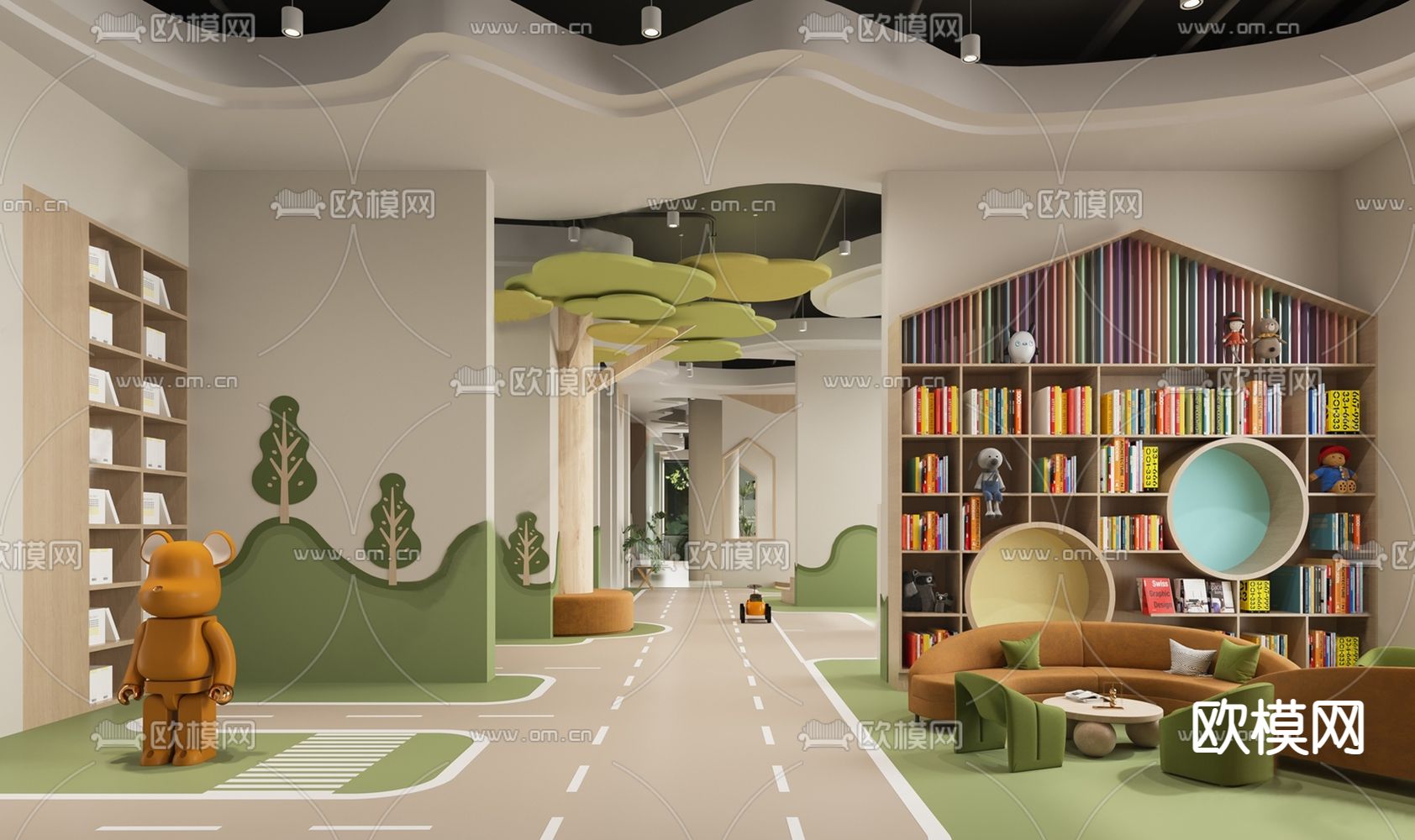 儿童图书馆 阅读区su模型下载（渲染图1）