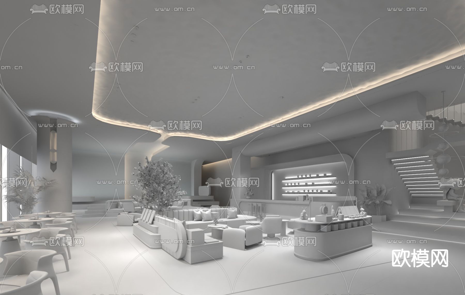 则灵艺术 金地·玖峯悦售楼处3d模型下载（渲染图2）