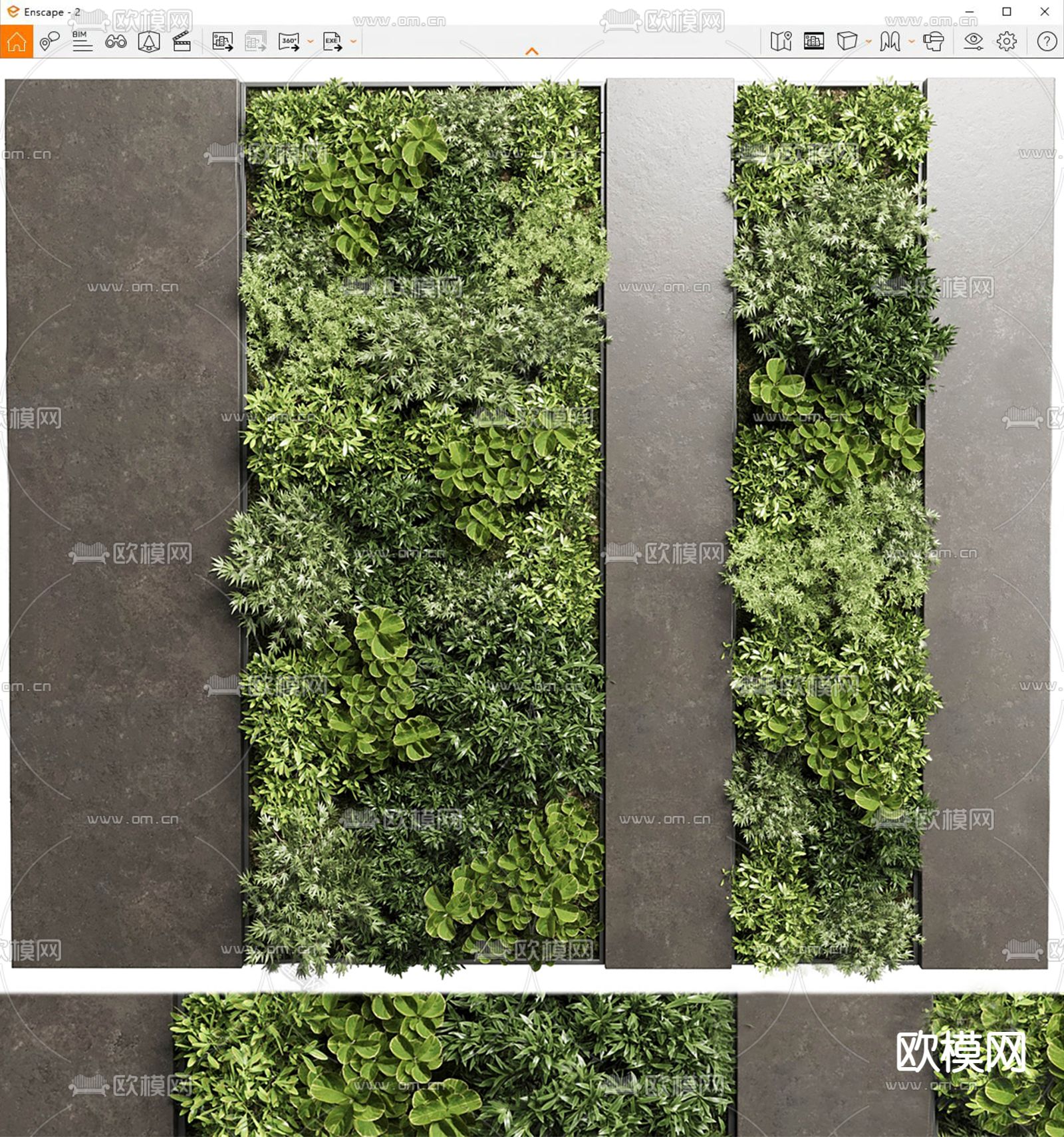 植物墙 苔藓墙su模型下载（渲染图3）