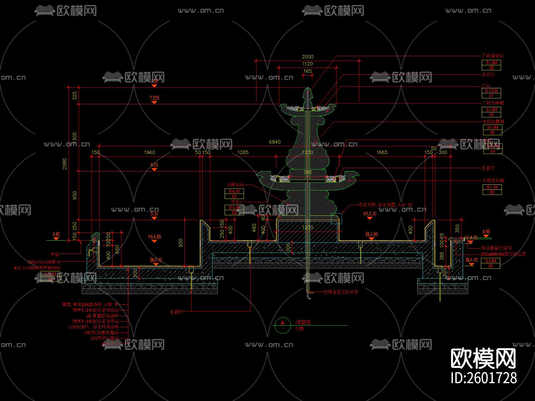 法式花钵CAD施工图下载（渲染图5）