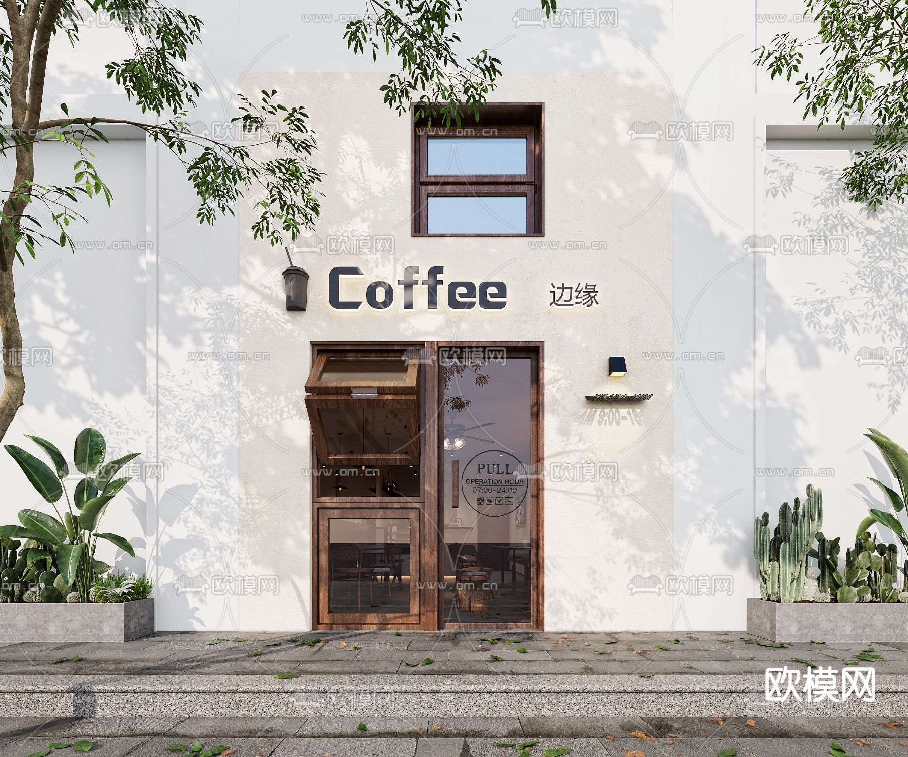 咖啡厅门头 门面3d模型下载