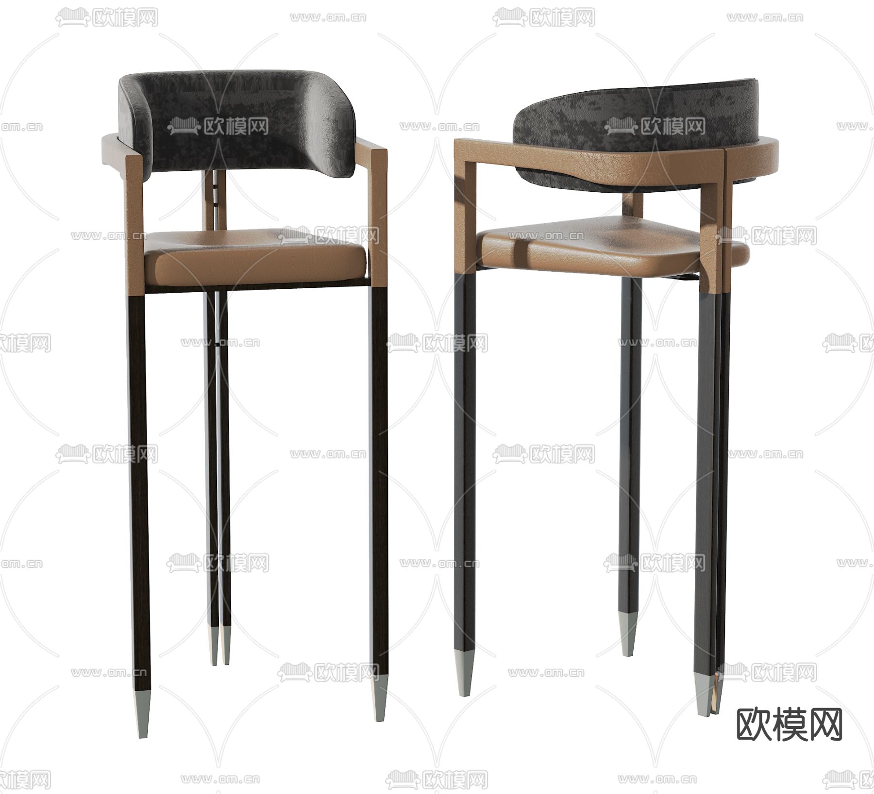 皮革吧台椅3d模型下载