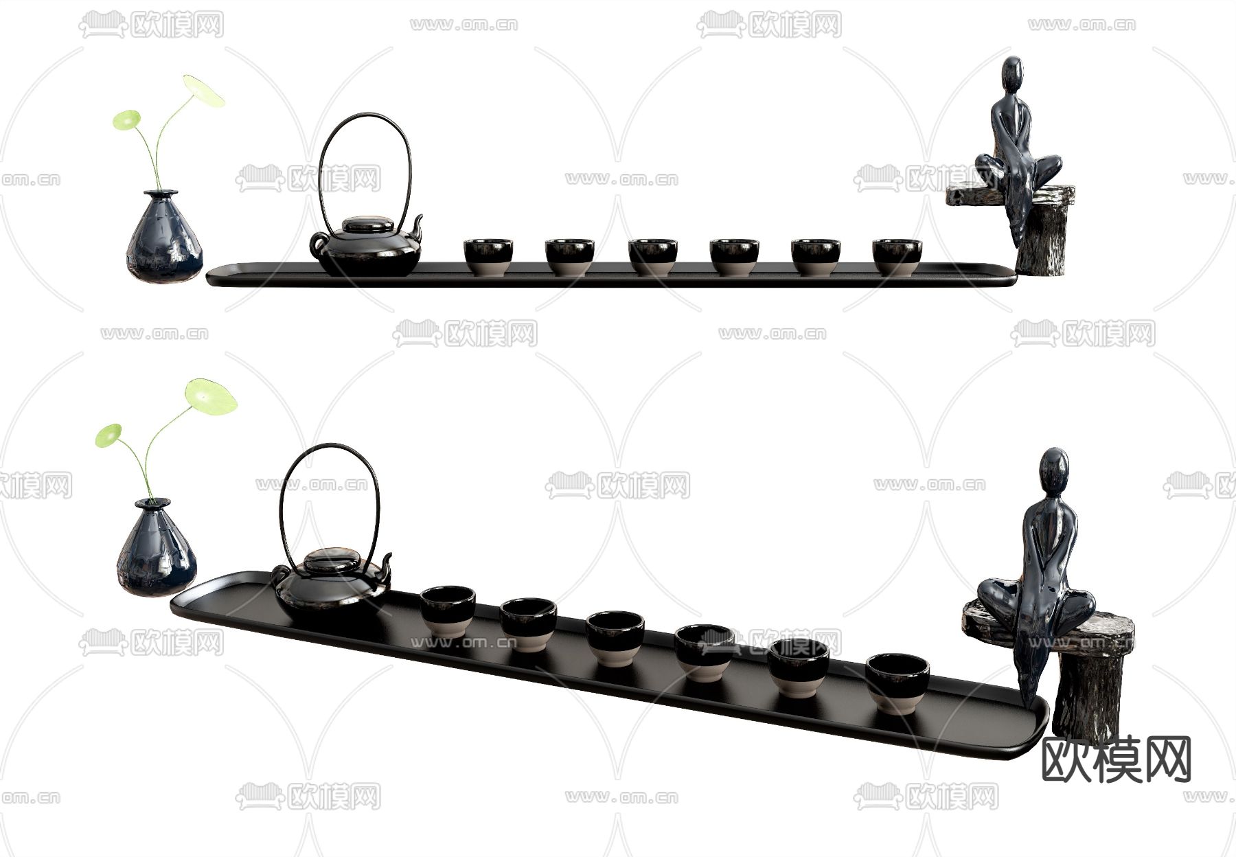 新中式茶具 茶壶 茶宠su模型下载（渲染图1）