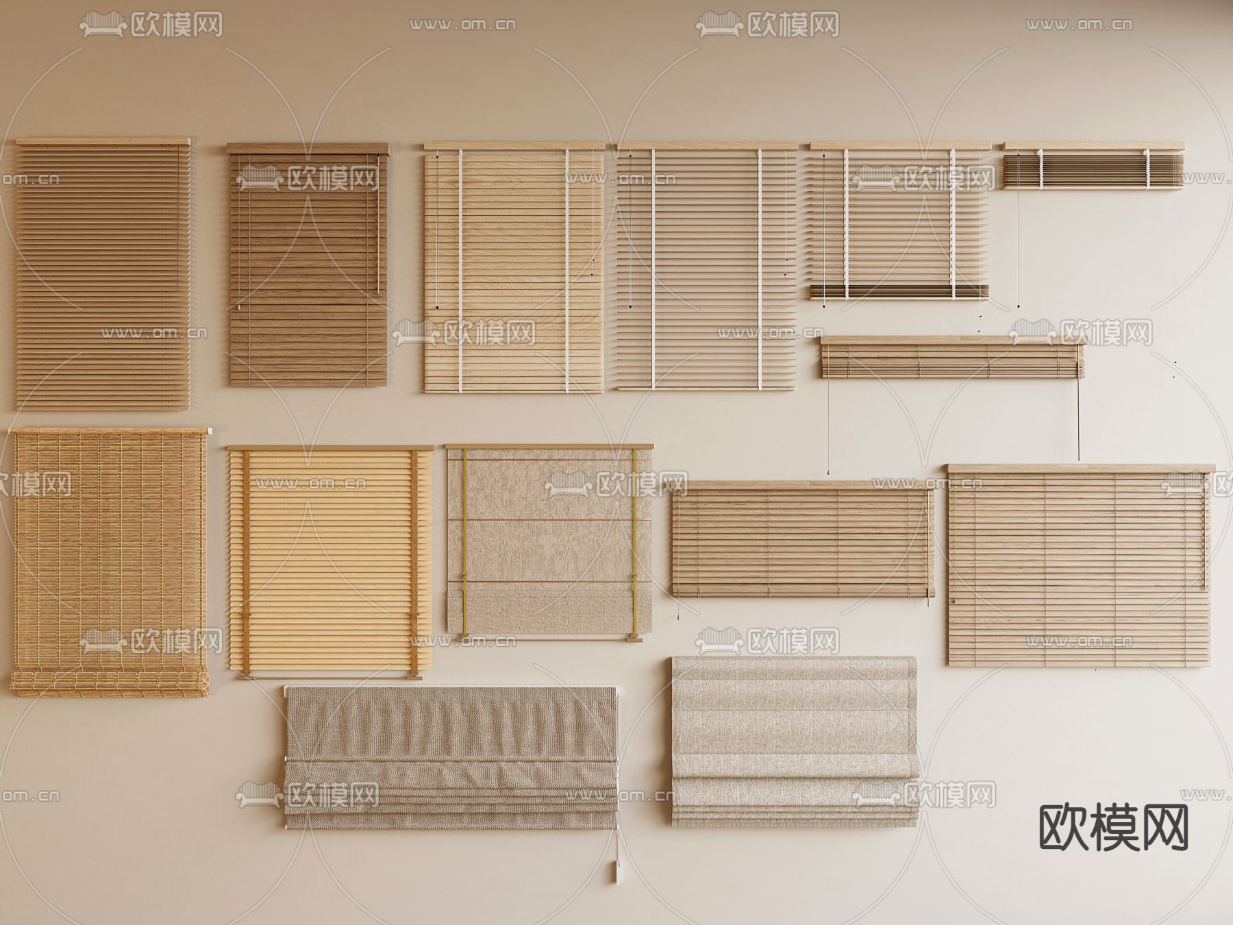 百叶帘 竹帘 卷帘 拉帘su模型下载_ID14048576_sketchup模型下载-欧模网
