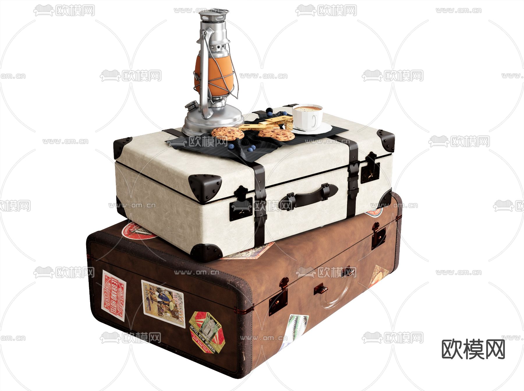 美式箱包 箱子 行李箱su模型下载（渲染图1）
