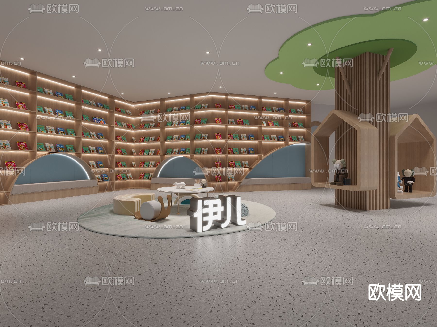 现代书店 图书馆3d模型下载