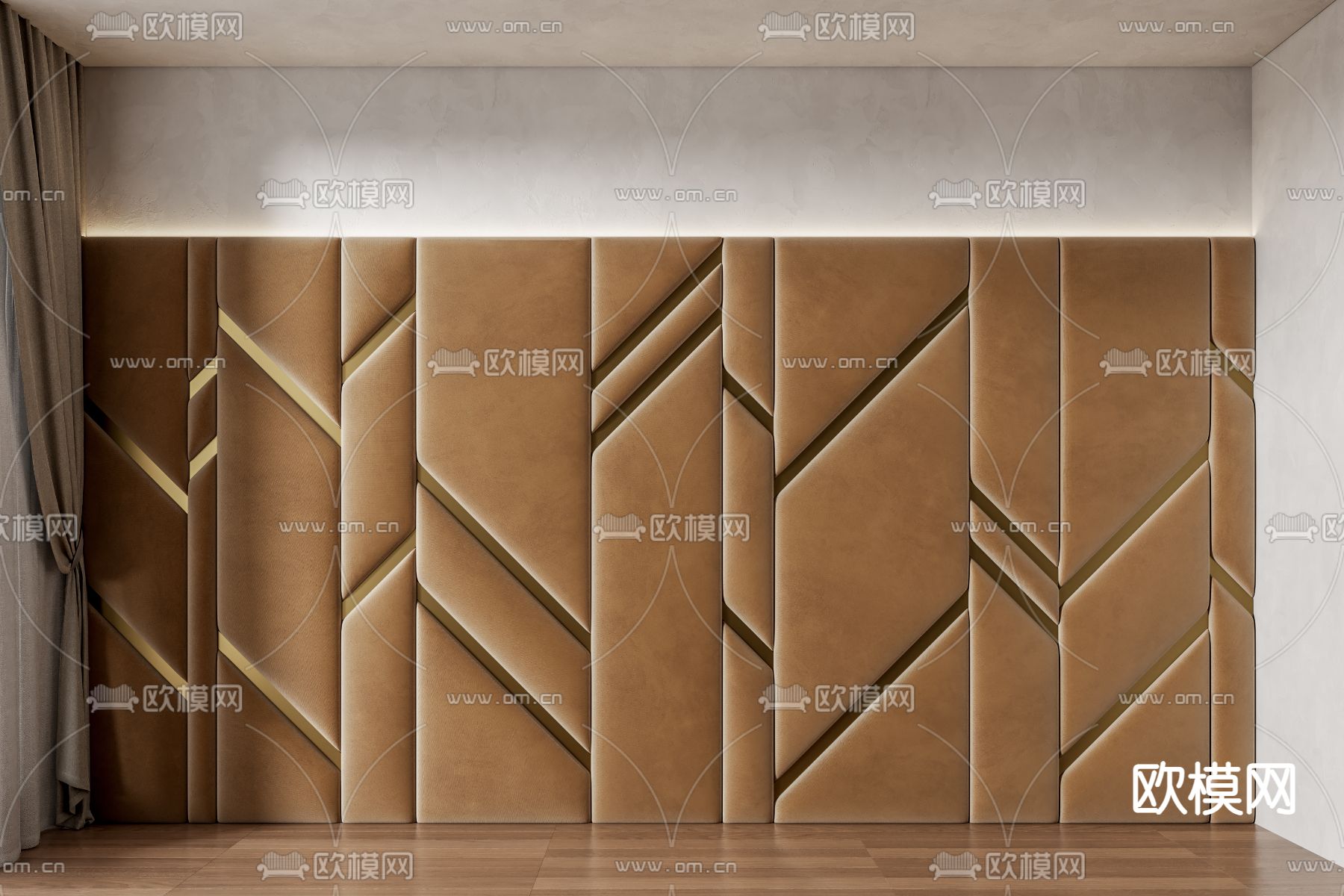 软包背景墙su模型