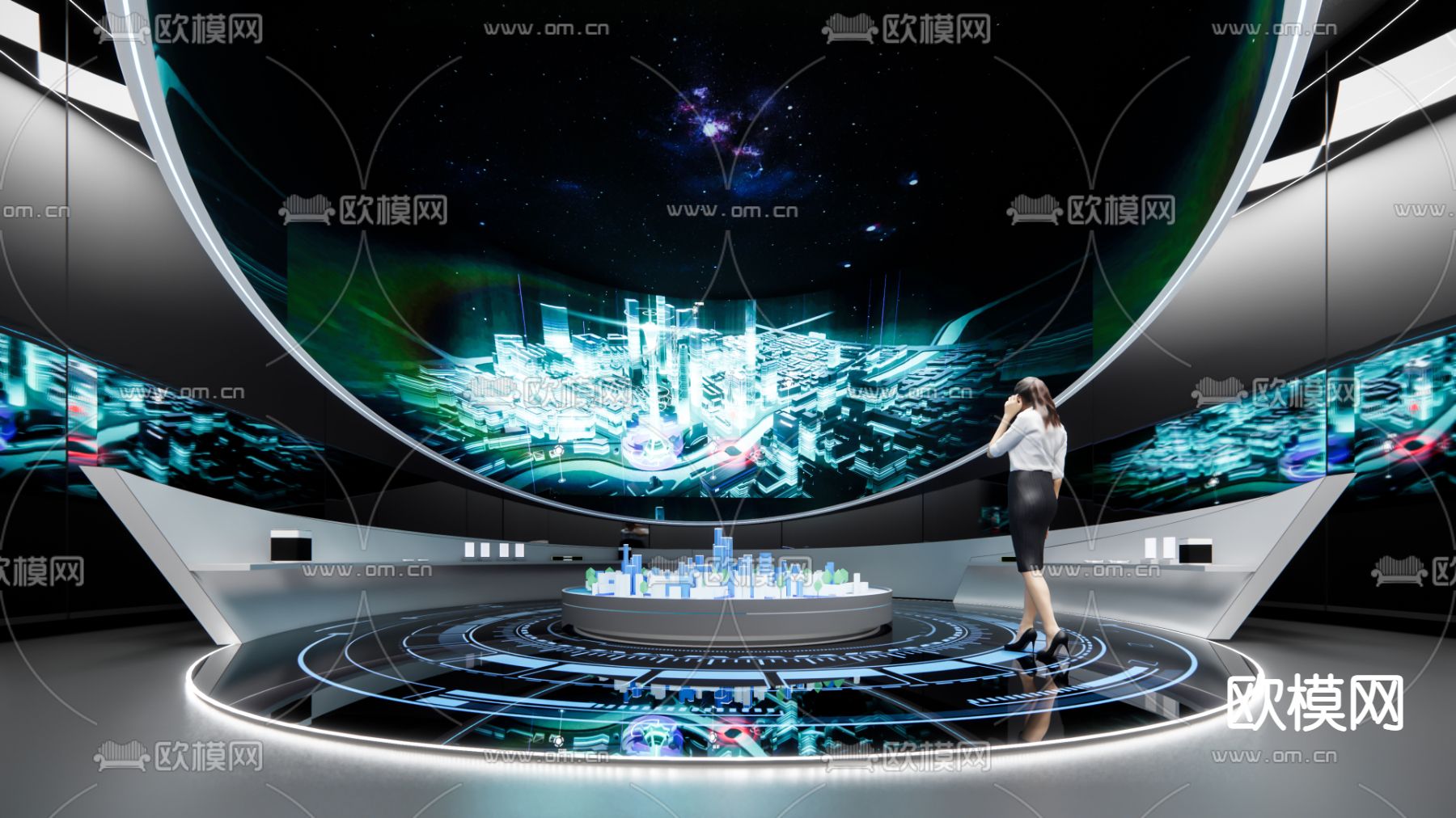 科技展厅su模型下载（渲染图1）