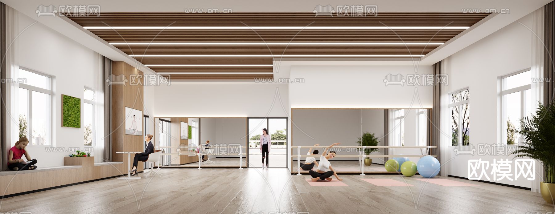 舞蹈室 瑜伽室3d模型下载