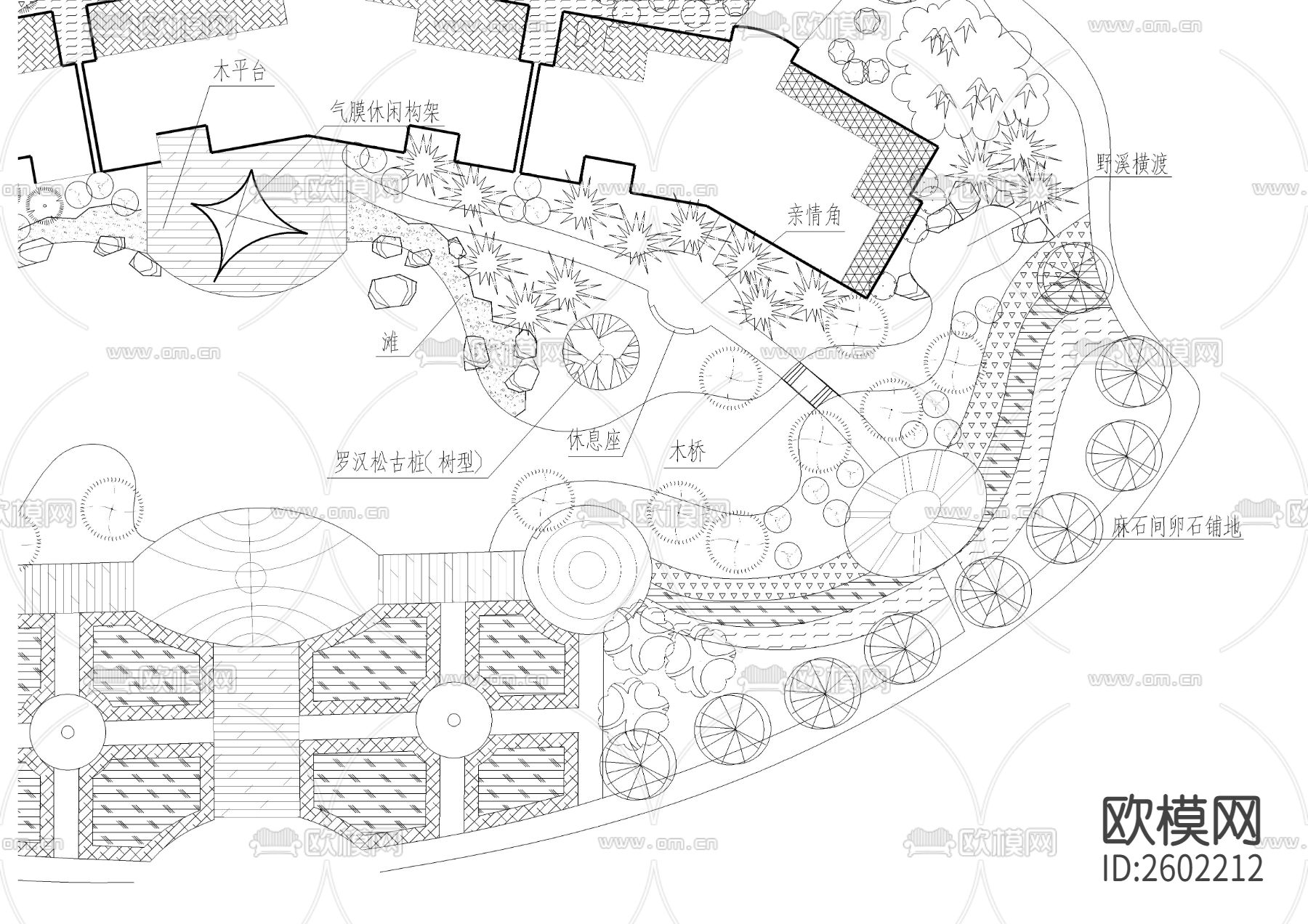 小公园景观平面图CAD施工图下载（渲染图2）