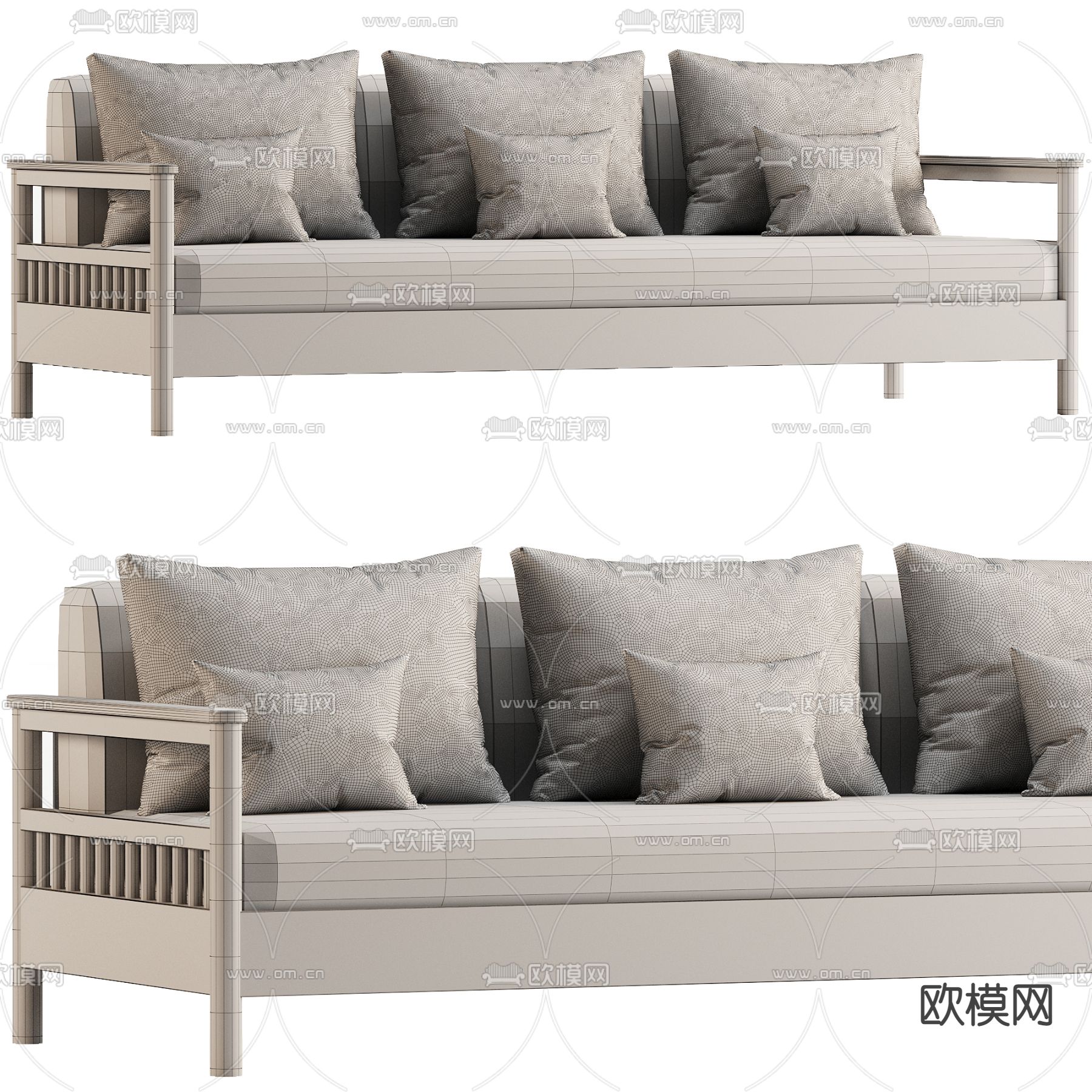 Tribeca 多人沙发 三人沙发3d模型下载（渲染图3）