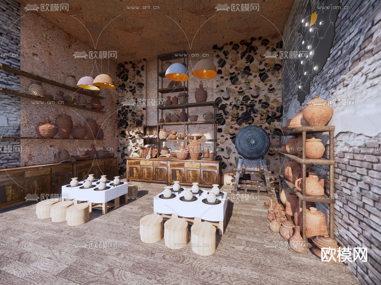 侘寂风陶艺馆su模型下载（渲染图1）