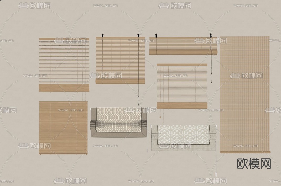 新中式百叶帘 竹帘 卷帘su模型下载_ID14048630_sketchup模型下载-欧模网