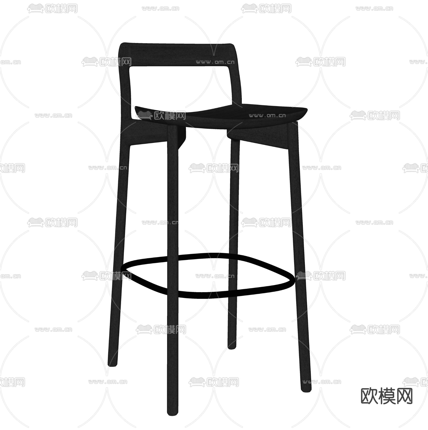 靠背吧椅 吧凳su模型下载（渲染图2）