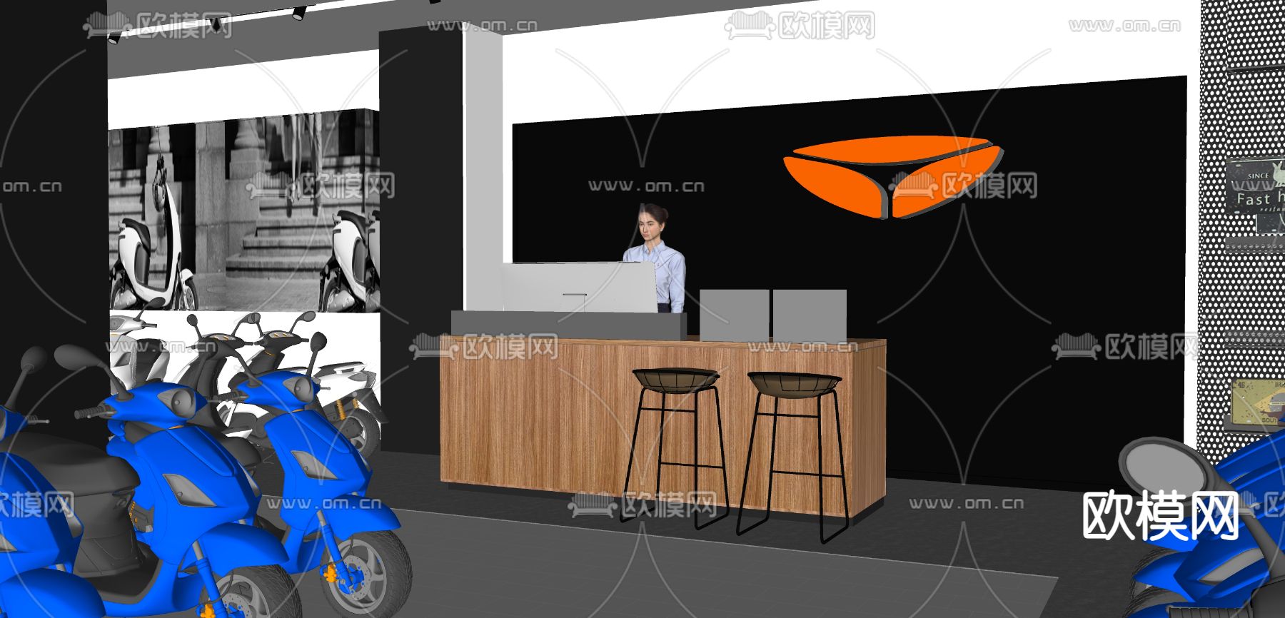 电动车专卖店su模型下载（渲染图2）
