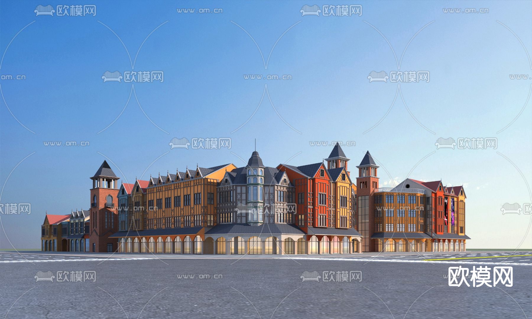 北欧商业街3d模型下载（渲染图2）