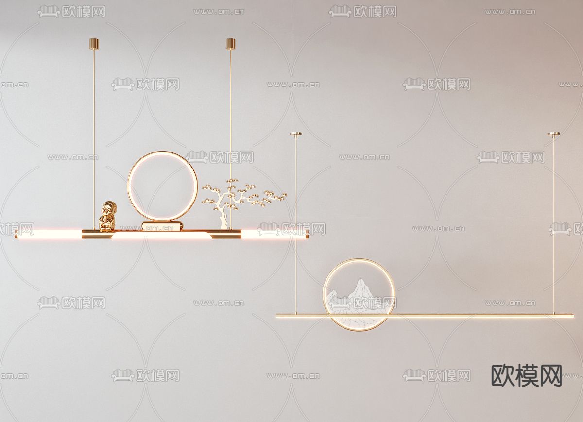 新中式吊灯3d模型下载