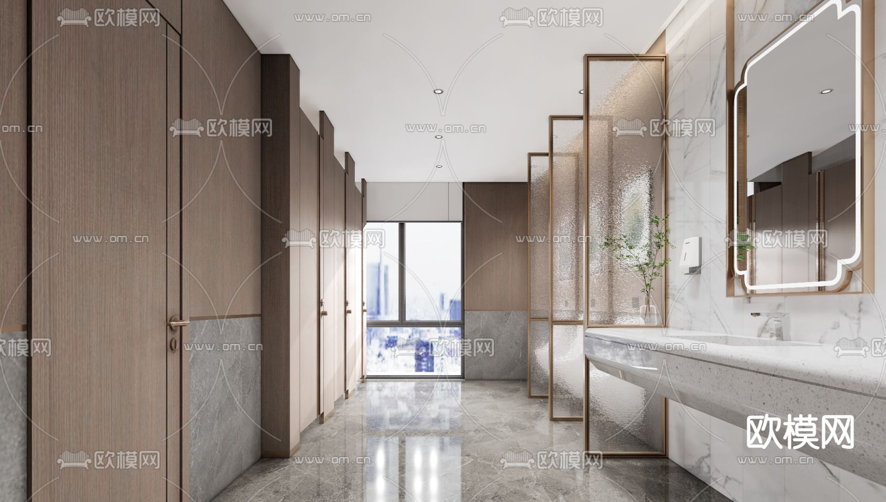 公共卫生间 洗手间3d模型下载