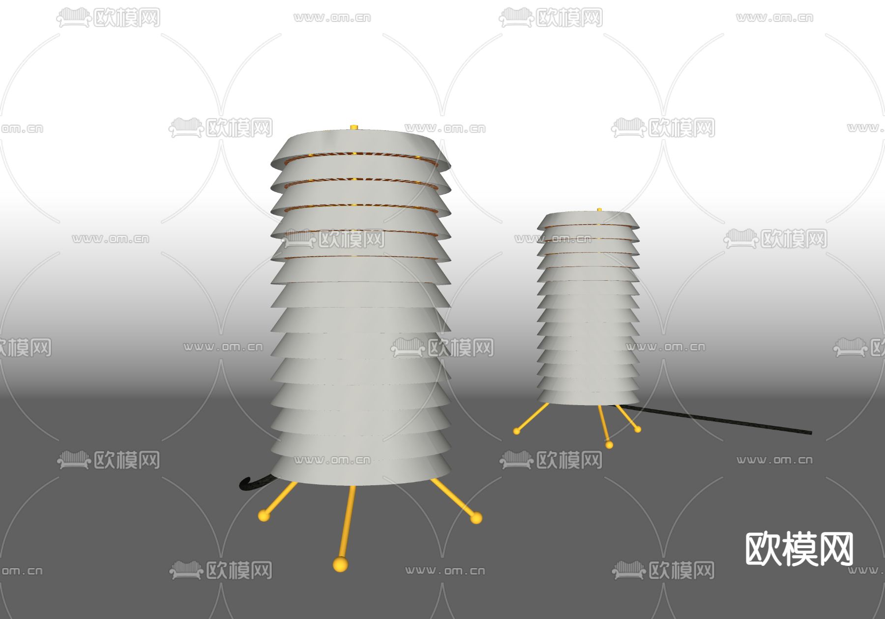 现代台灯su模型下载（渲染图2）