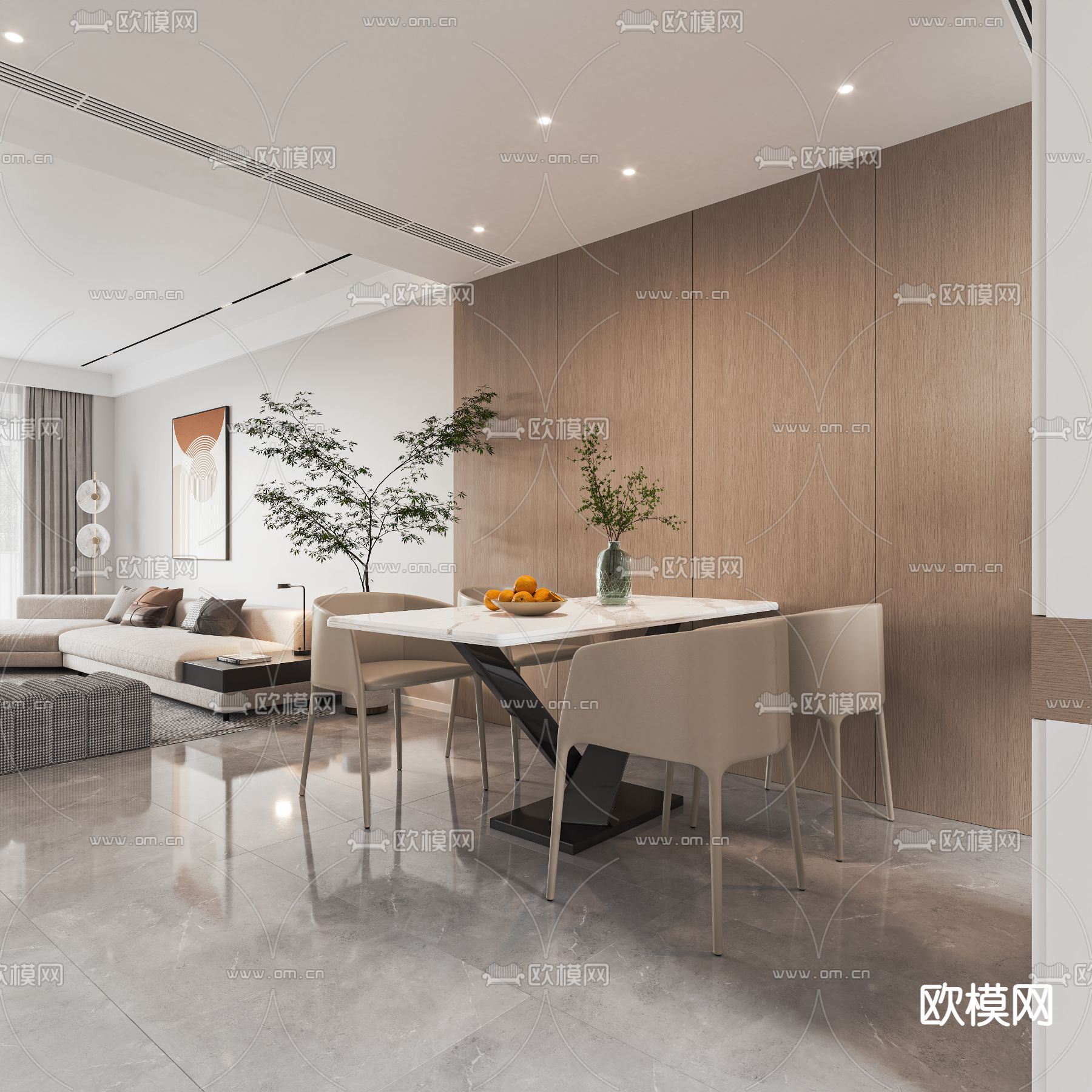 现代客餐厅3d模型下载（渲染图5）