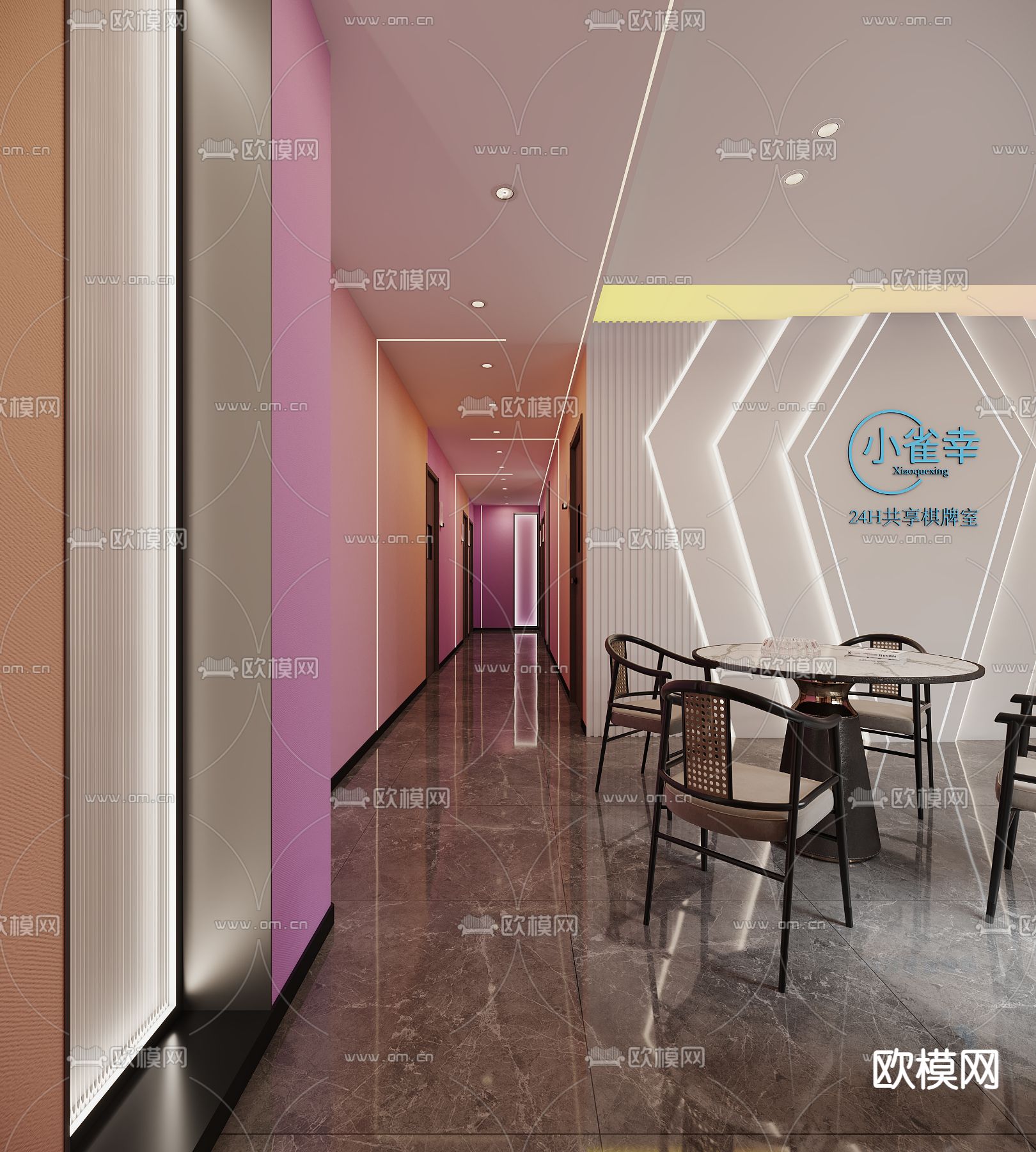 麻将房 棋牌室3d模型下载（渲染图2）