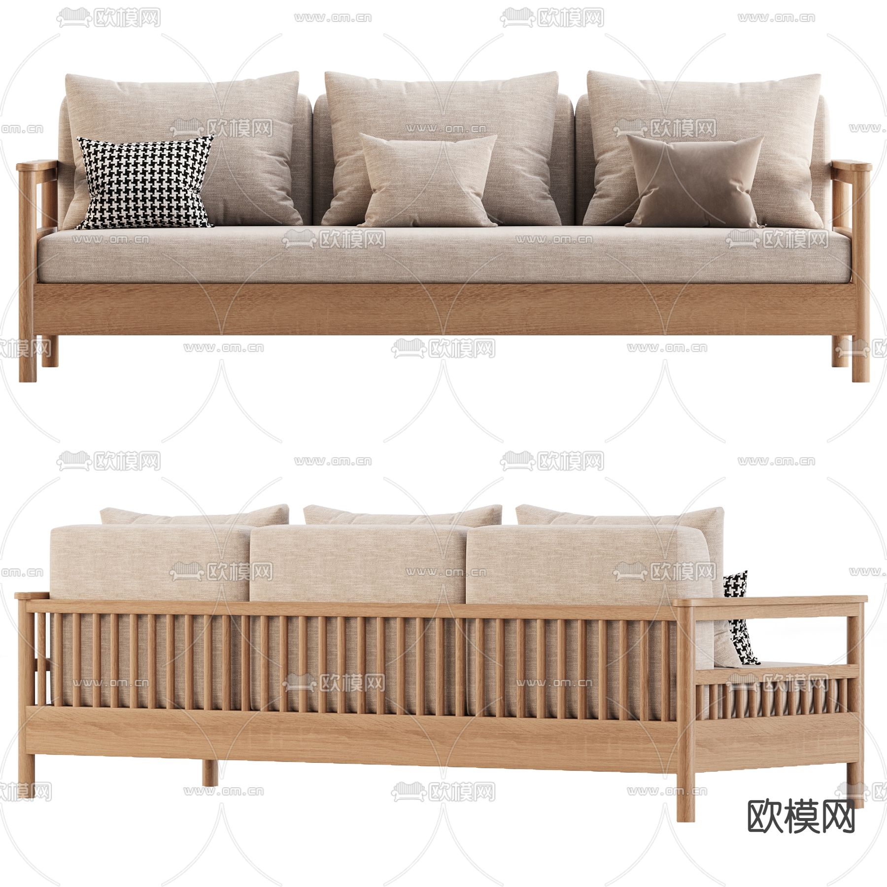 Tribeca 多人沙发 三人沙发3d模型下载（渲染图2）