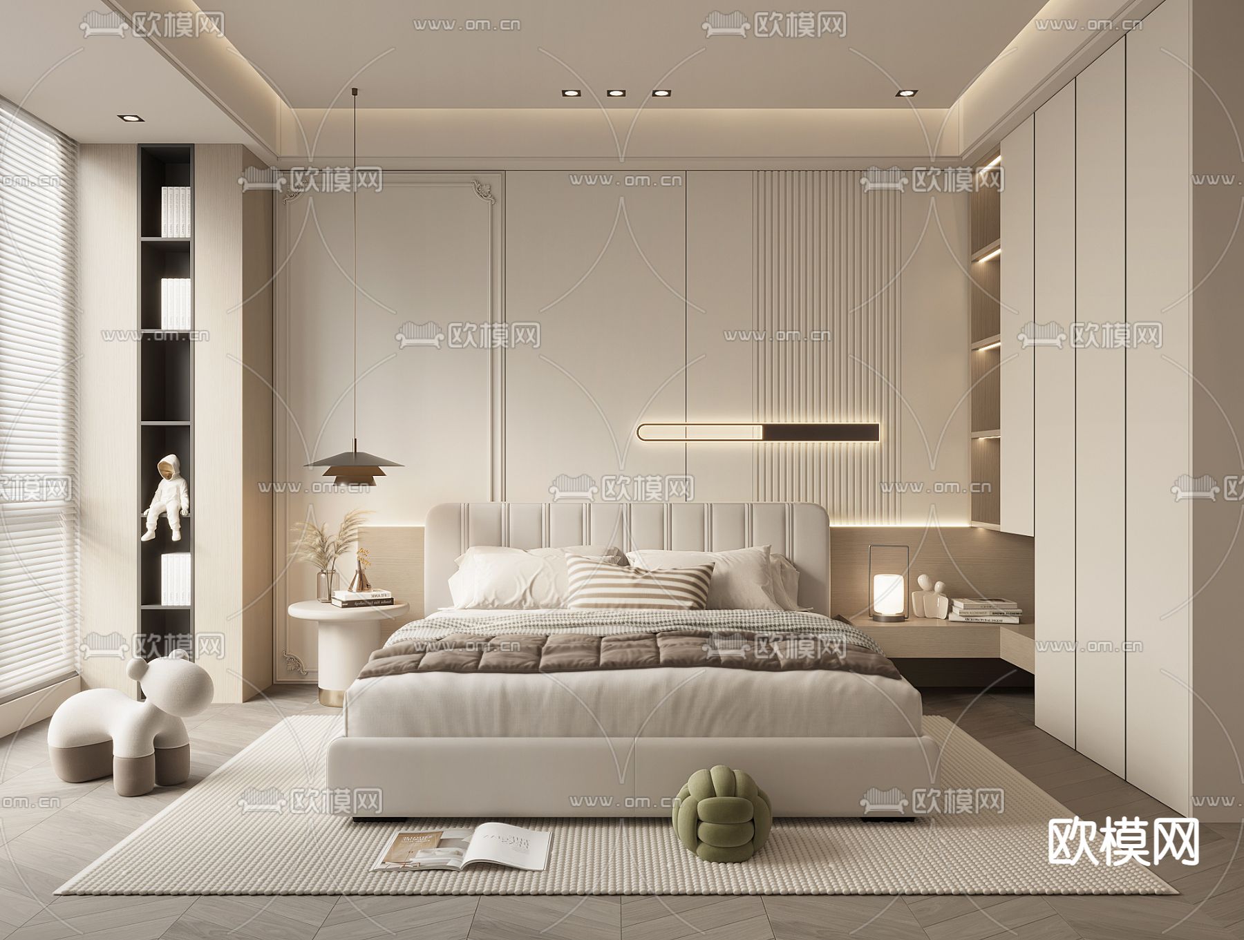 现代卧室 主卧3d模型下载
