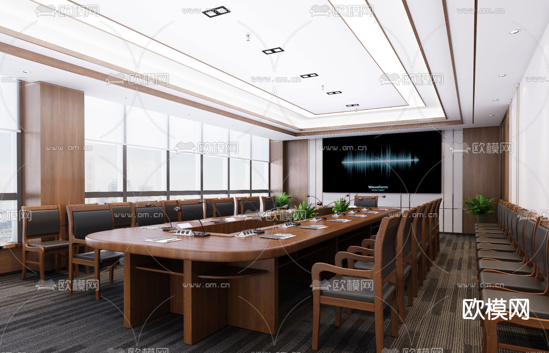 新中式会议室su模型下载_ID14051296_sketchup模型下载-欧模网