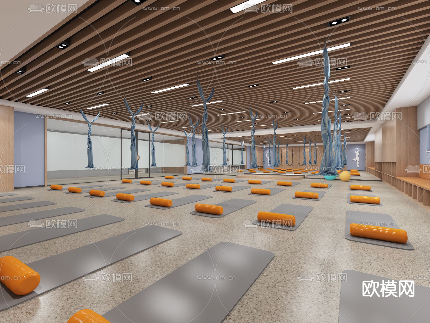 瑜伽舞蹈室 健身房3d模型下载（渲染图3）