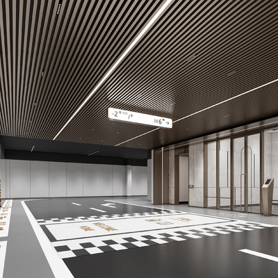  地下停车场su模型 