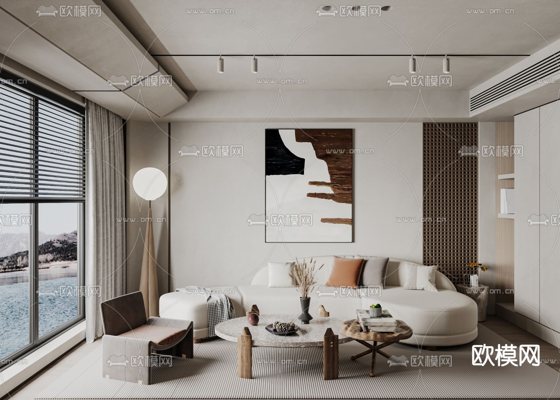 侘寂风客厅3d模型下载