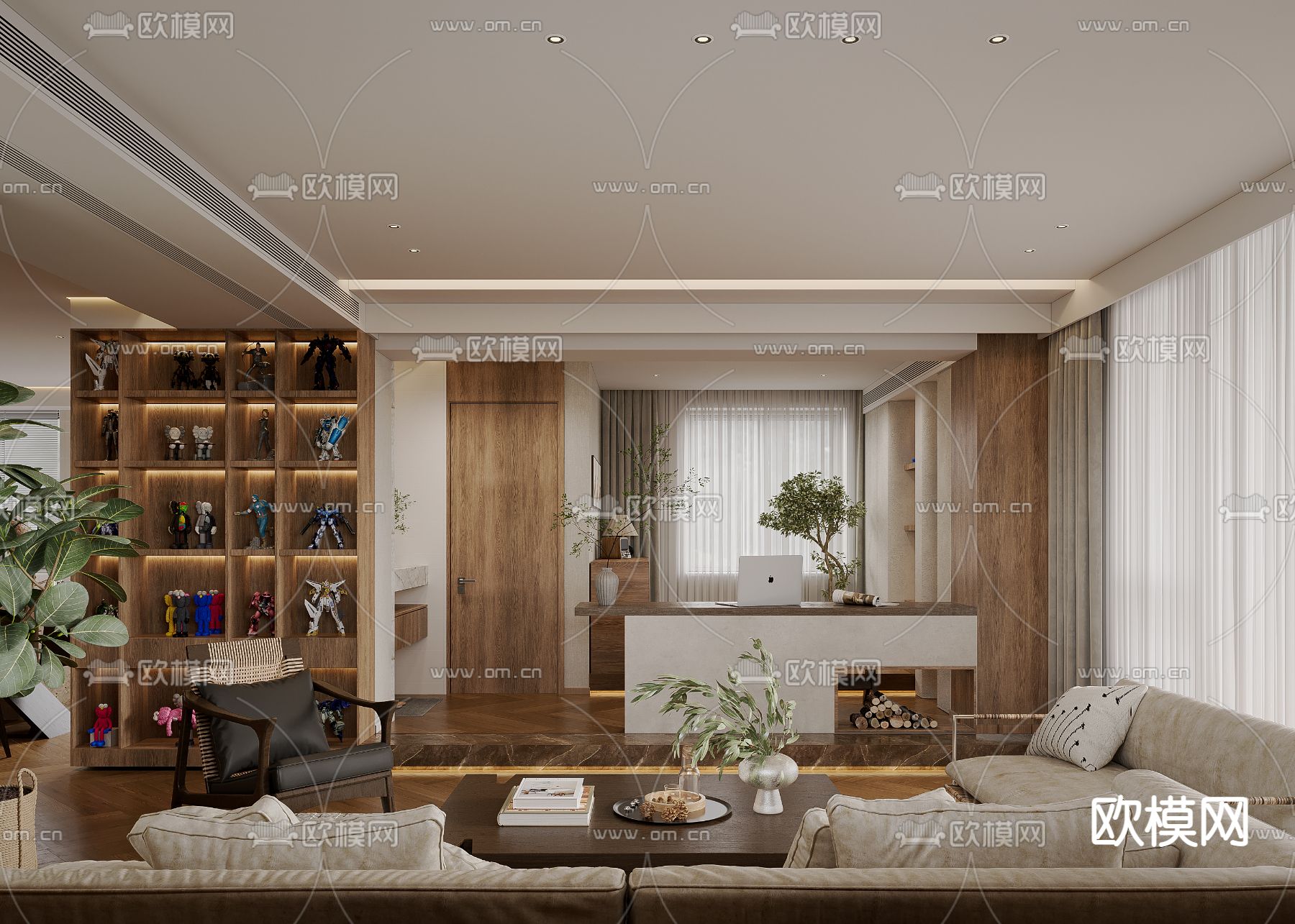 北欧客厅3d模型下载（渲染图2）