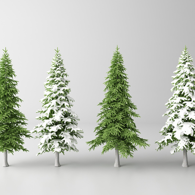  雪树 雪松 冬季树 松树su模型 