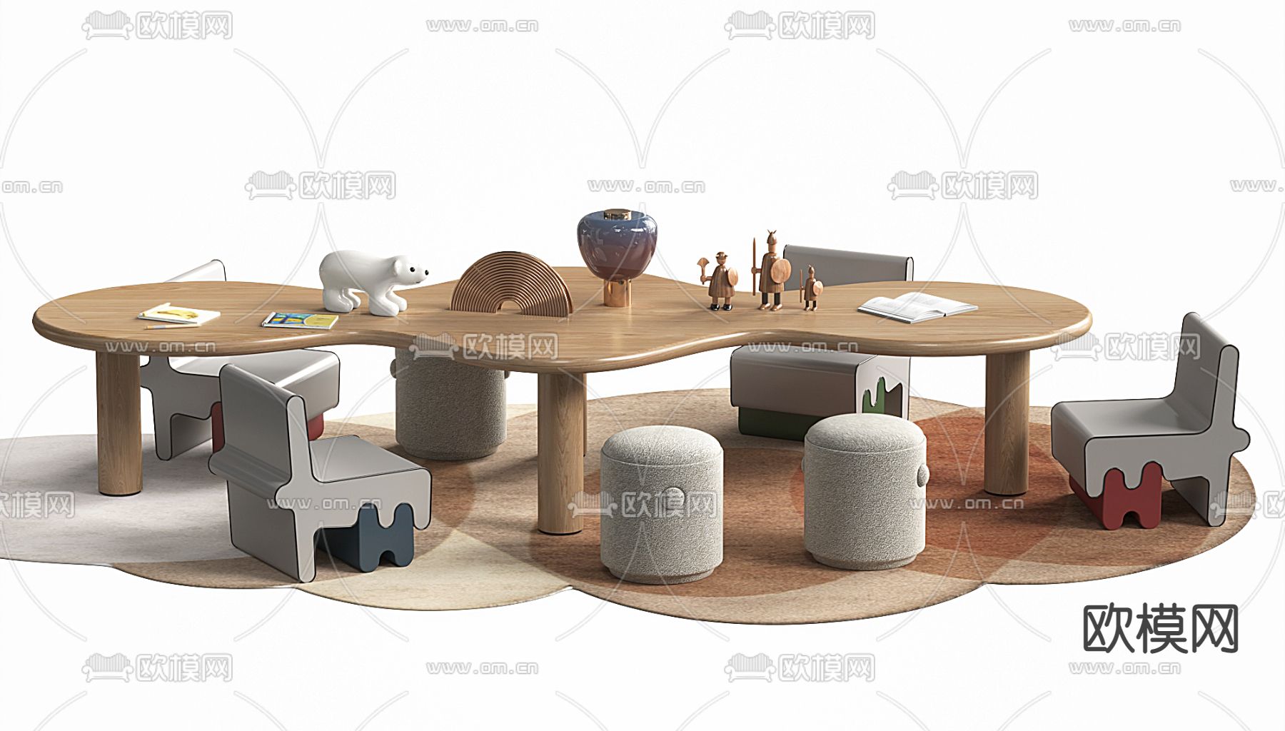 儿童桌椅3d模型下载