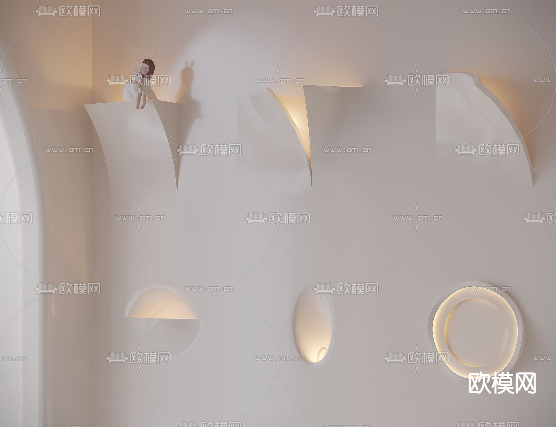 石膏壁灯3d模型下载