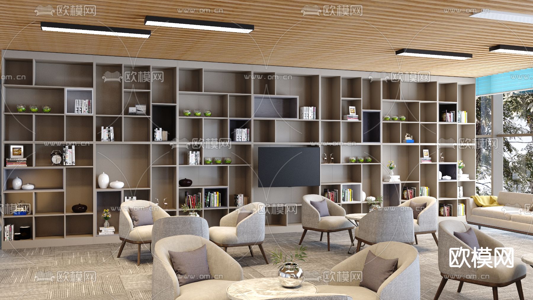 办公休息区3d模型下载（渲染图2）