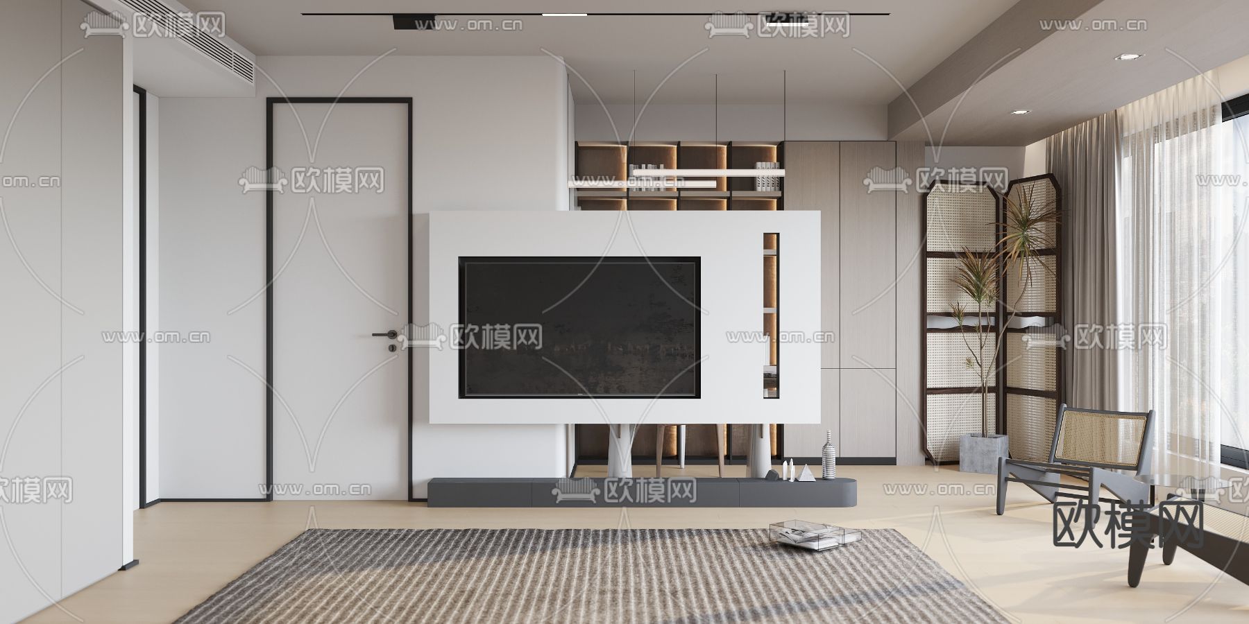 现代卧室 主人房3d模型下载（渲染图2）