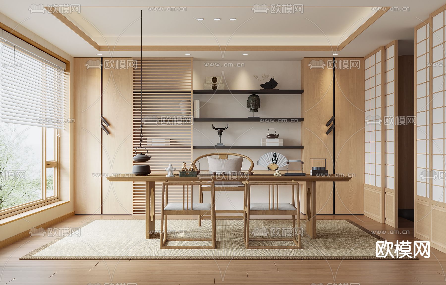 日式书房su模型下载（渲染图1）