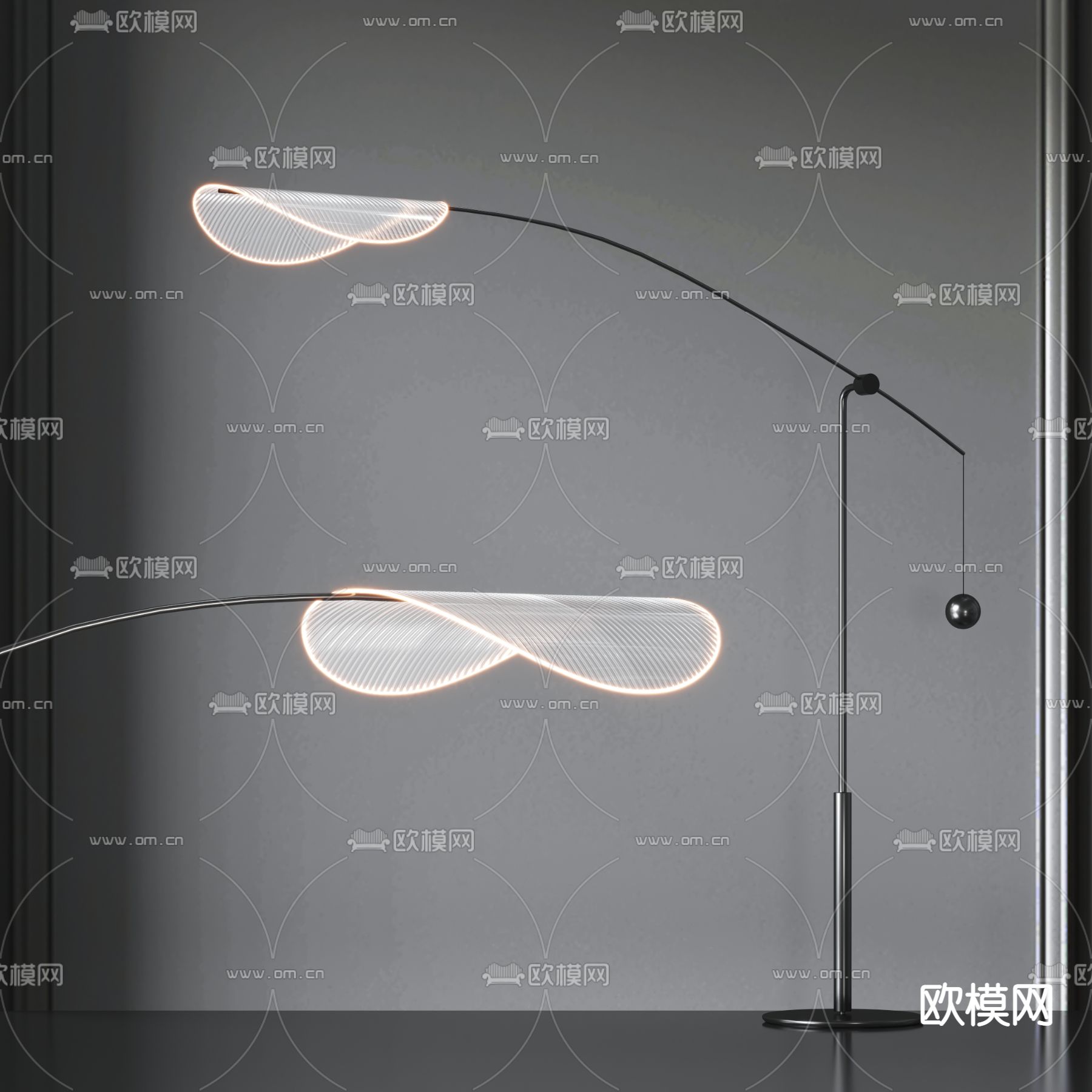 现代落地灯 钓鱼灯3d模型下载