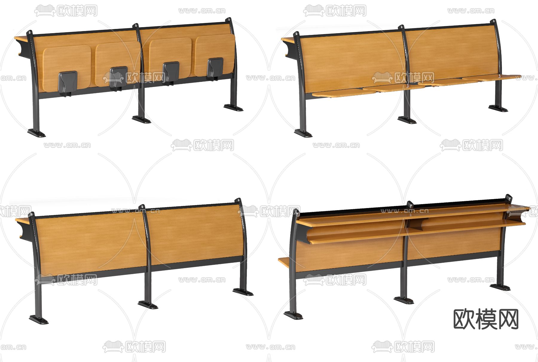 阶梯连排椅 礼堂椅su模型下载（渲染图1）