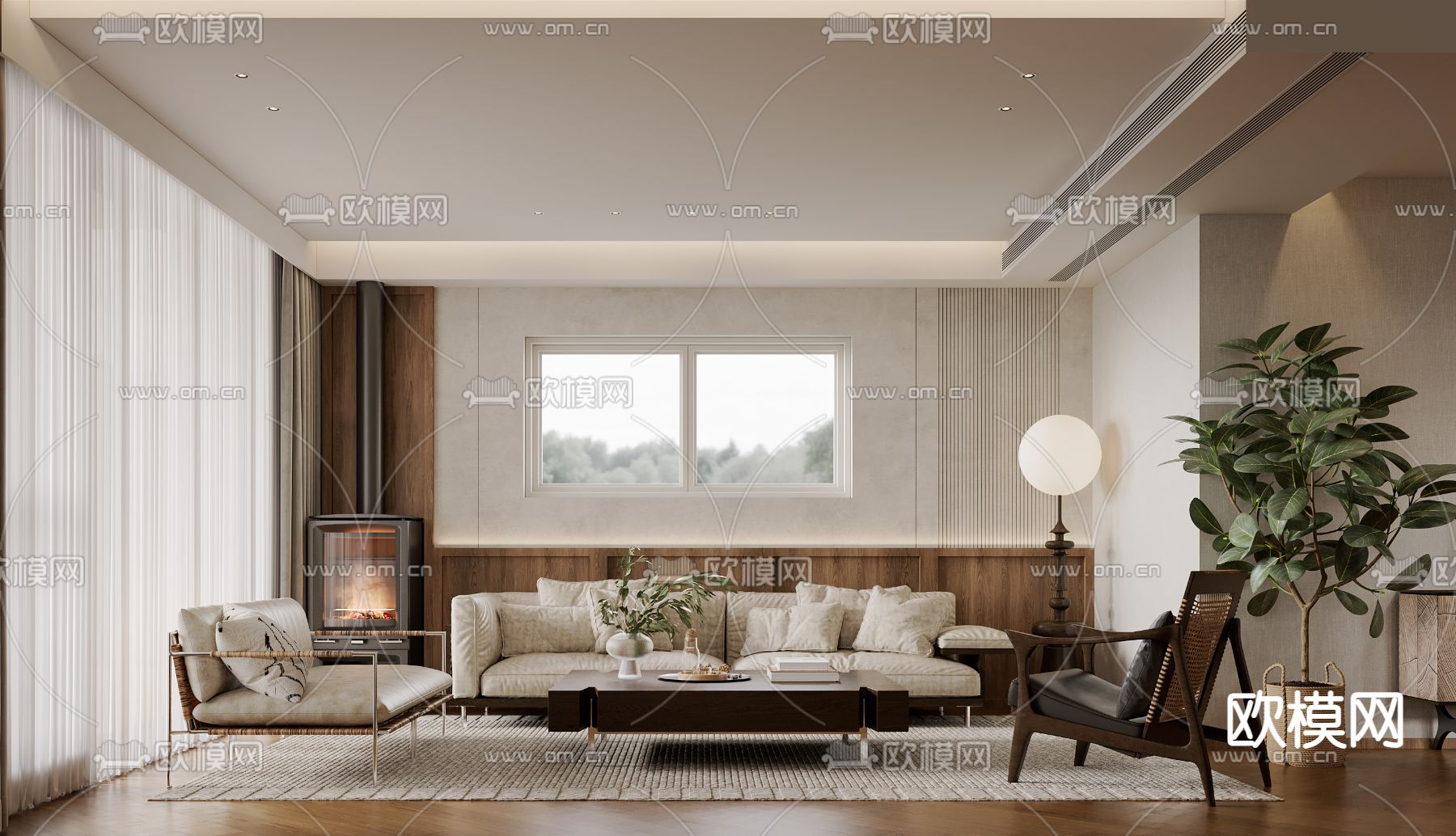 北欧客厅3d模型下载（渲染图1）
