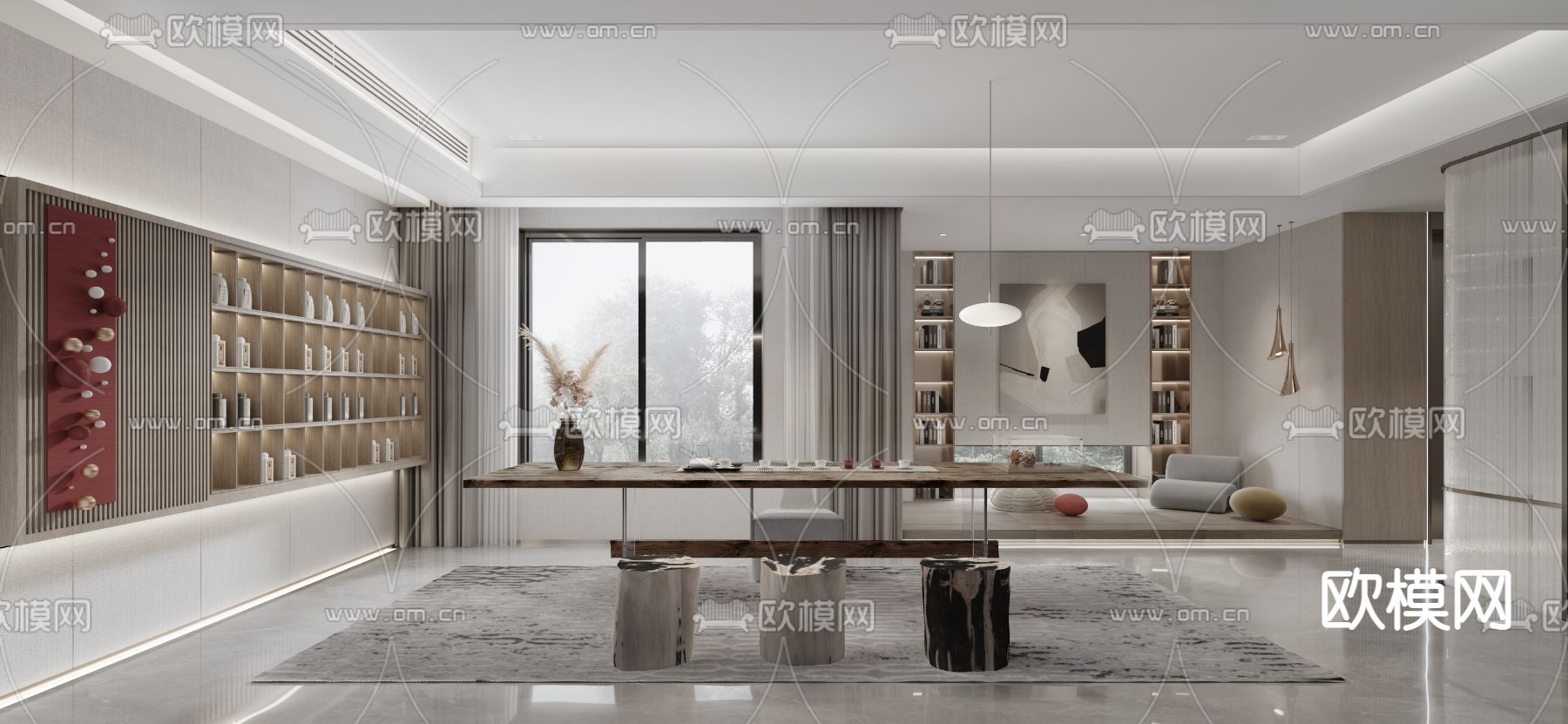 新中式茶室su模型