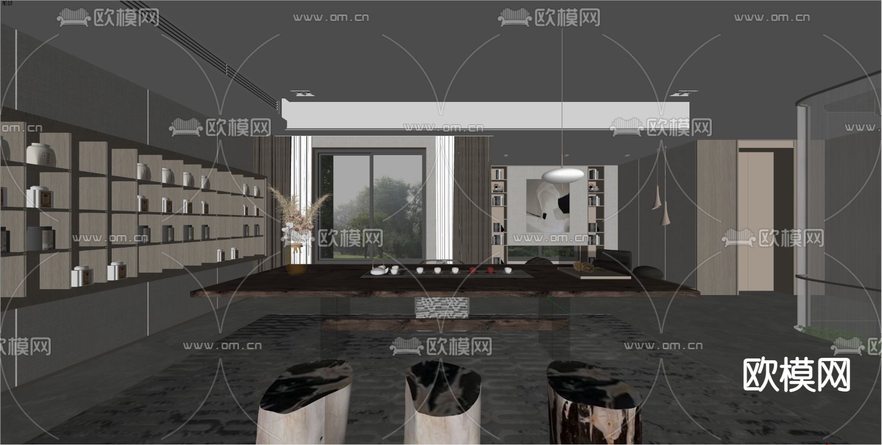 新中式茶室su模型