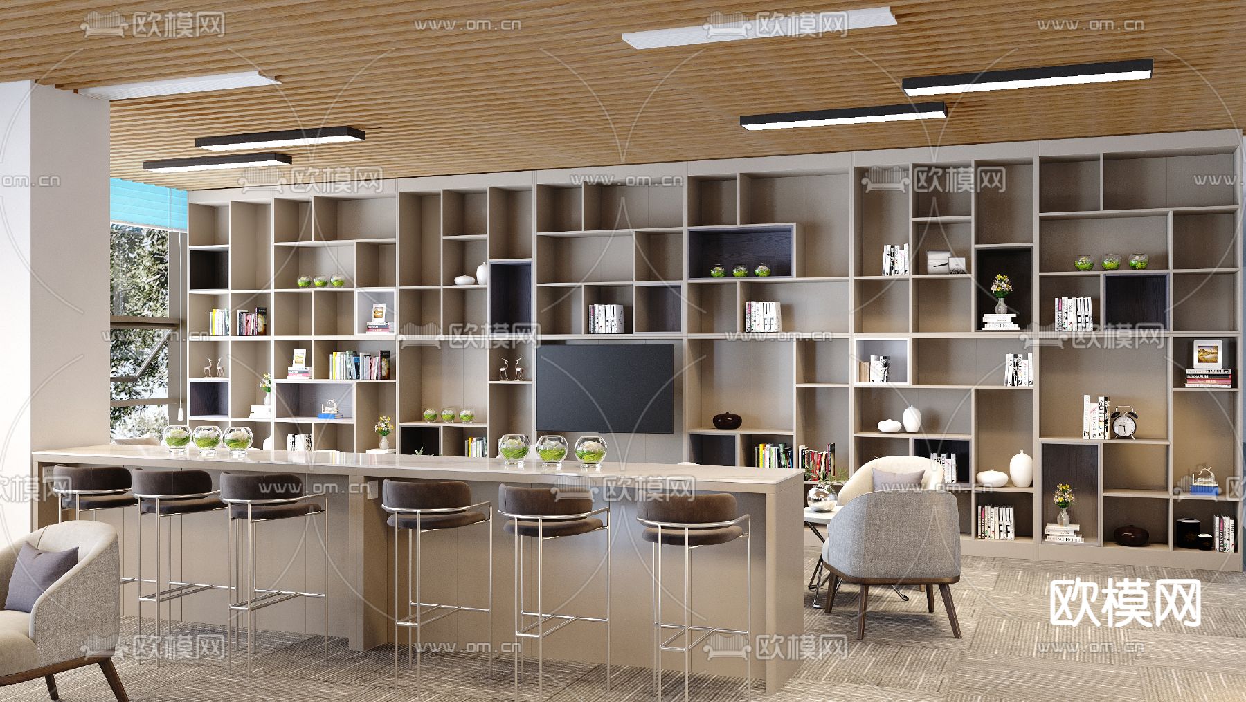 办公休息区3d模型下载（渲染图1）