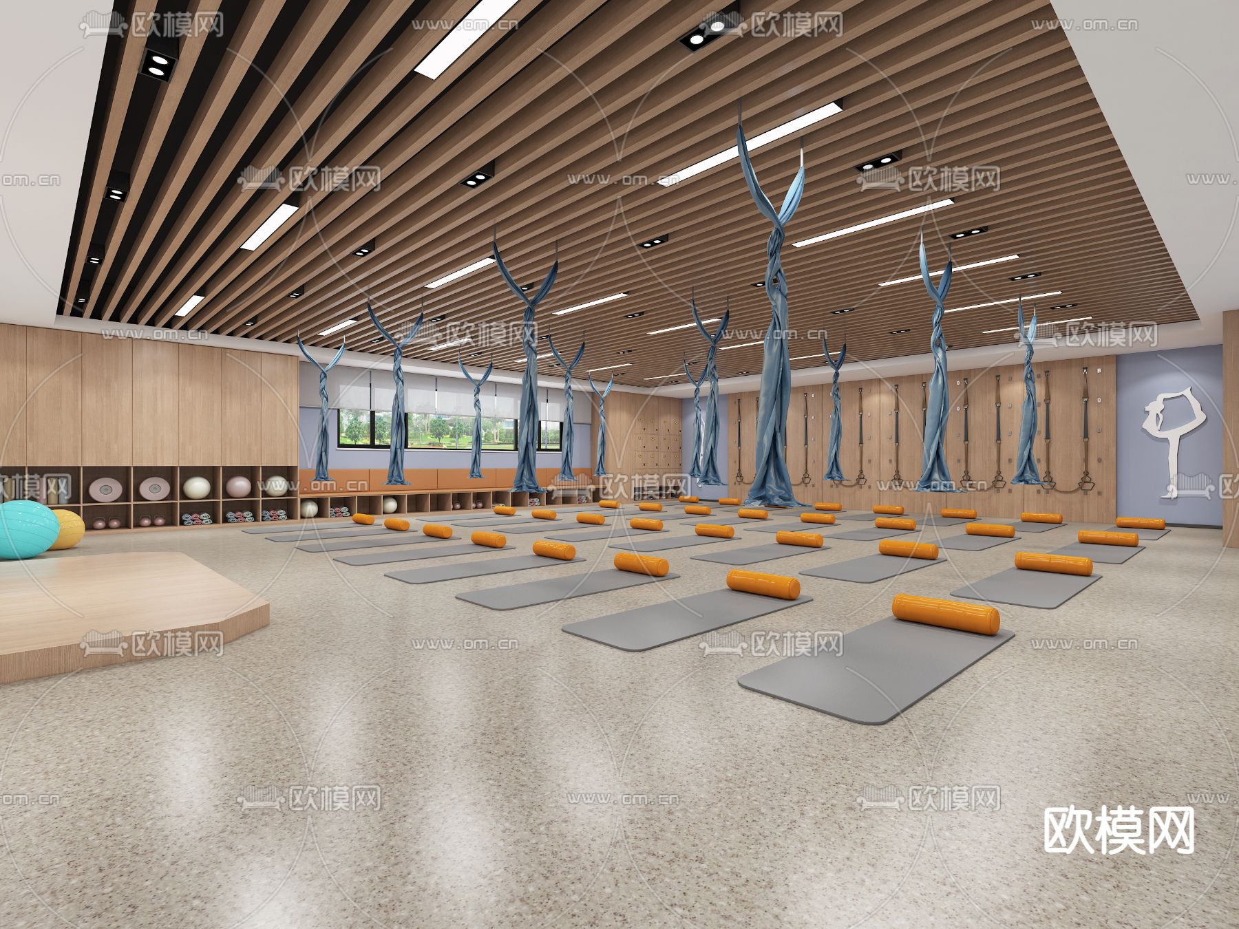 瑜伽舞蹈室 健身房3d模型下载（渲染图1）