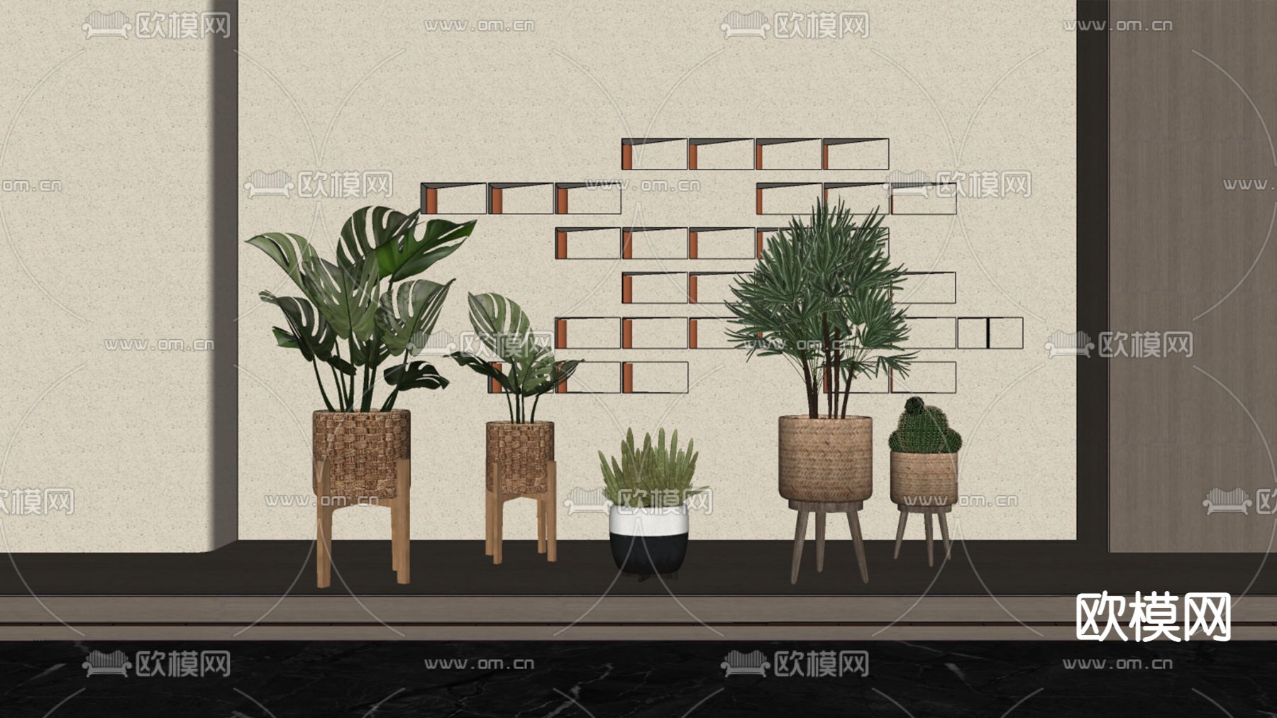 北欧绿植盆栽su模型下载（渲染图2）