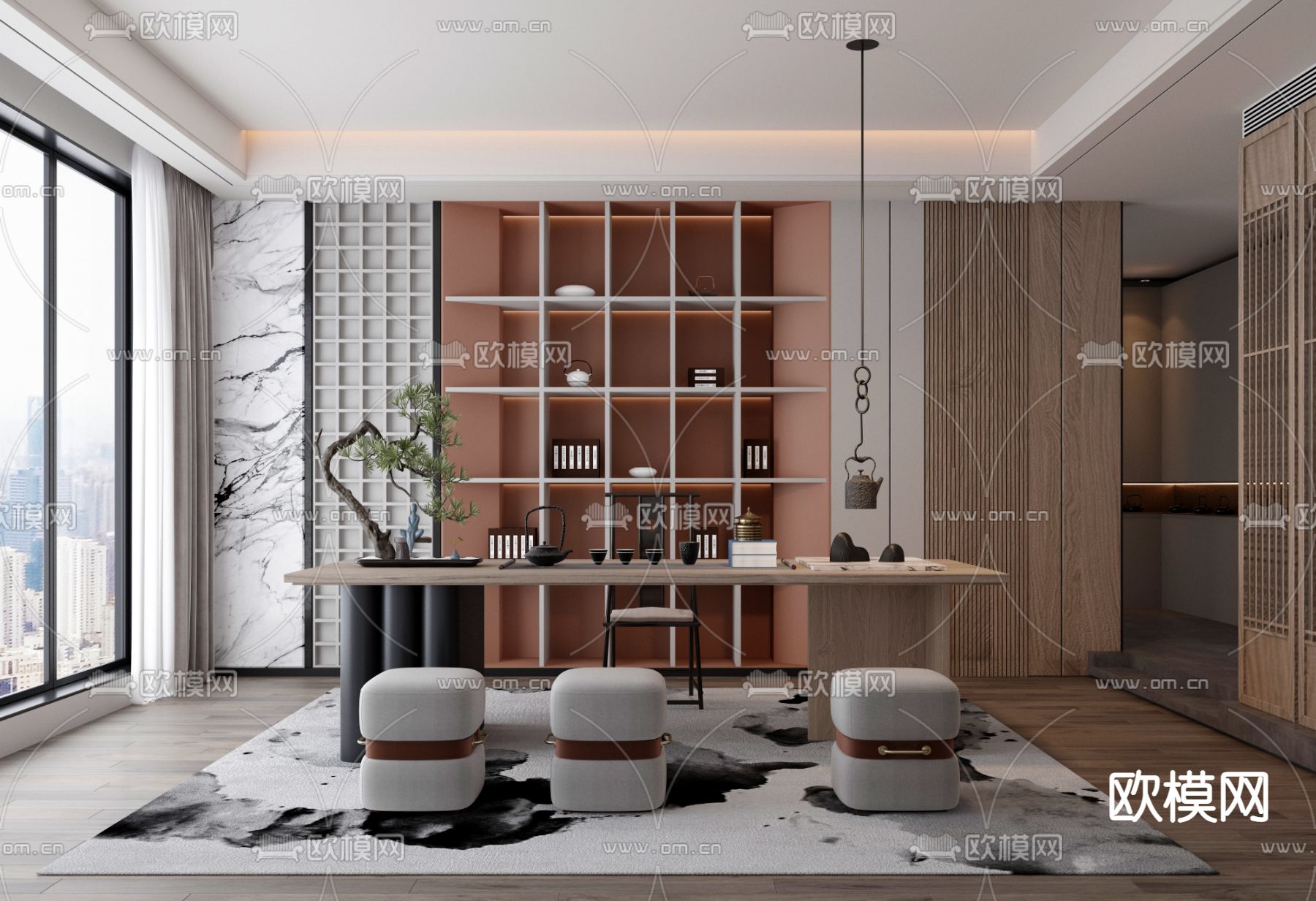 新中式品茶室3d模型下载