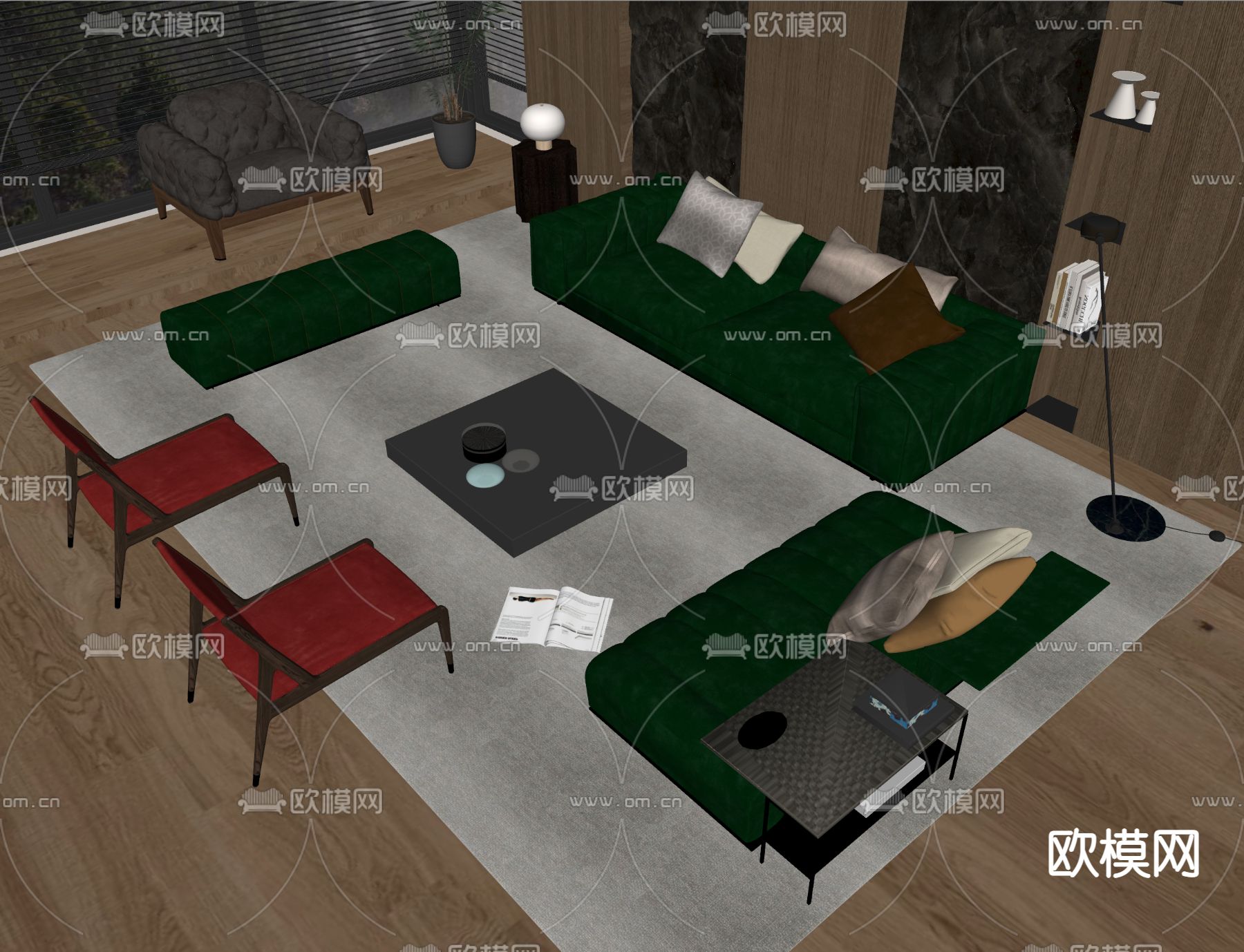 Minotti 组合沙发su模型下载（渲染图2）